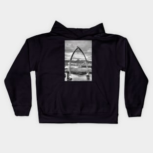Whitby Whale Bones Arch Framing Whitby Abbey Kids Hoodie